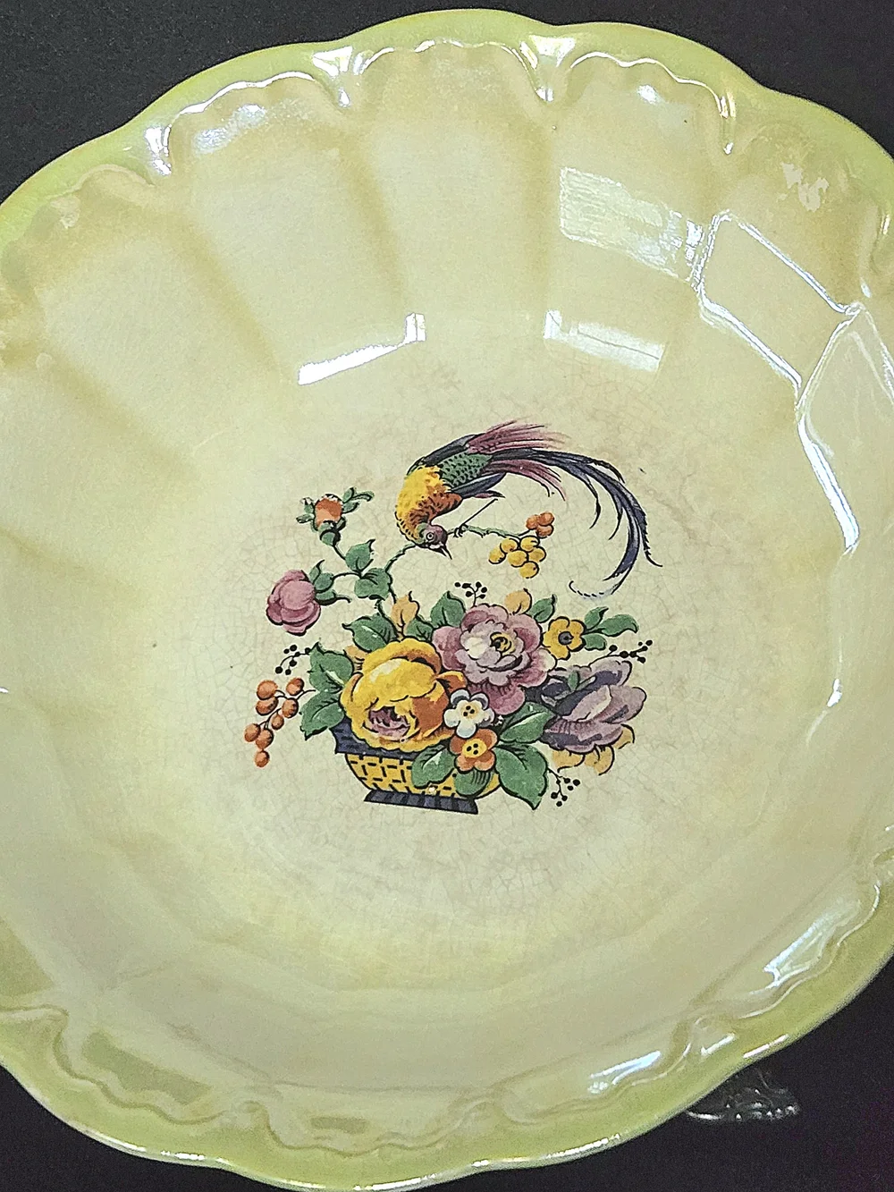ANTIQUE/VTG 1920s Homer Laughlin Bird of Paradise Swirl Lusterware Serving Bowl